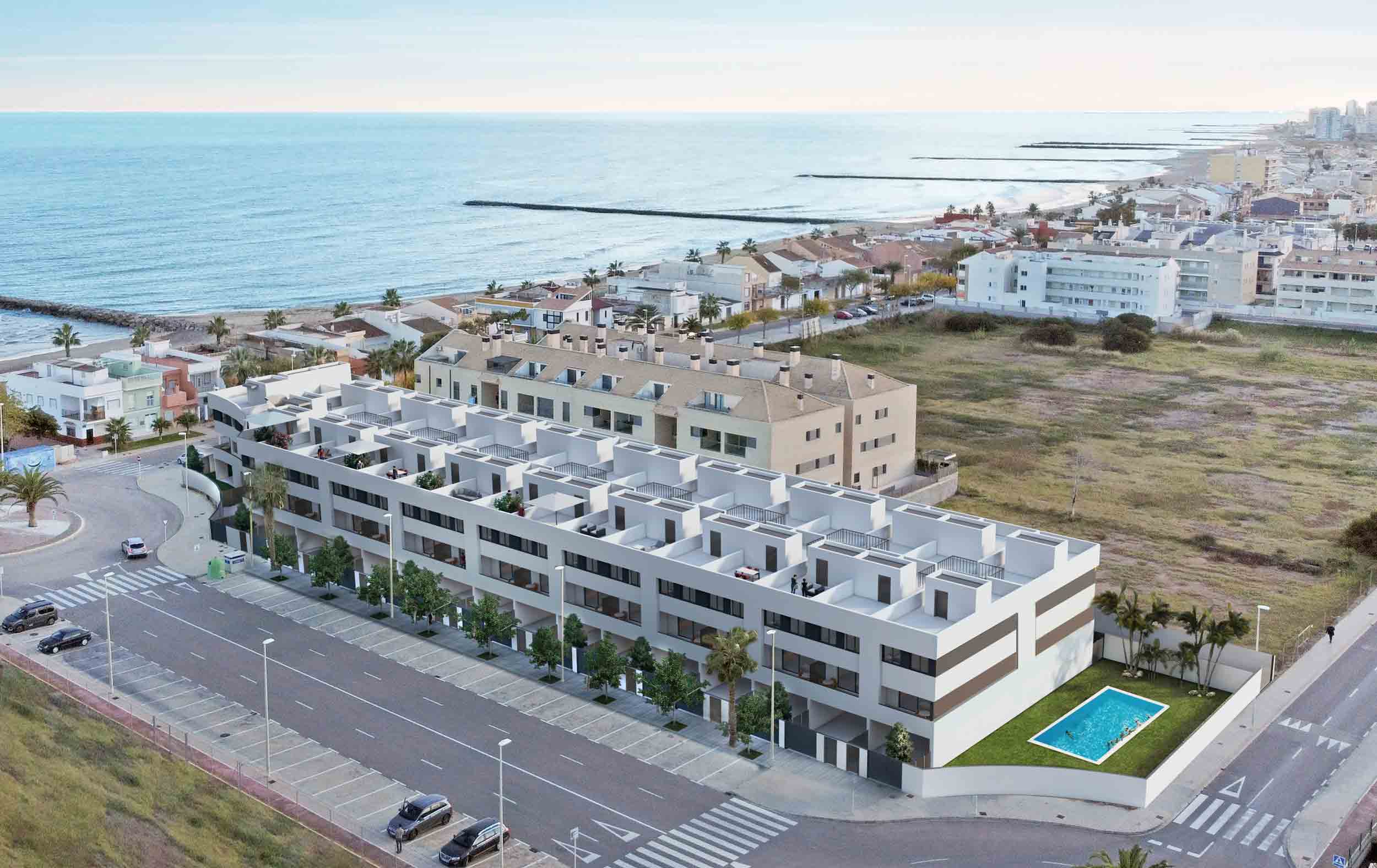 Mirando-al-Mar-Residencial-37-viviendas-en-la-playa-de-Puzol-Valencia---Vista-aerea