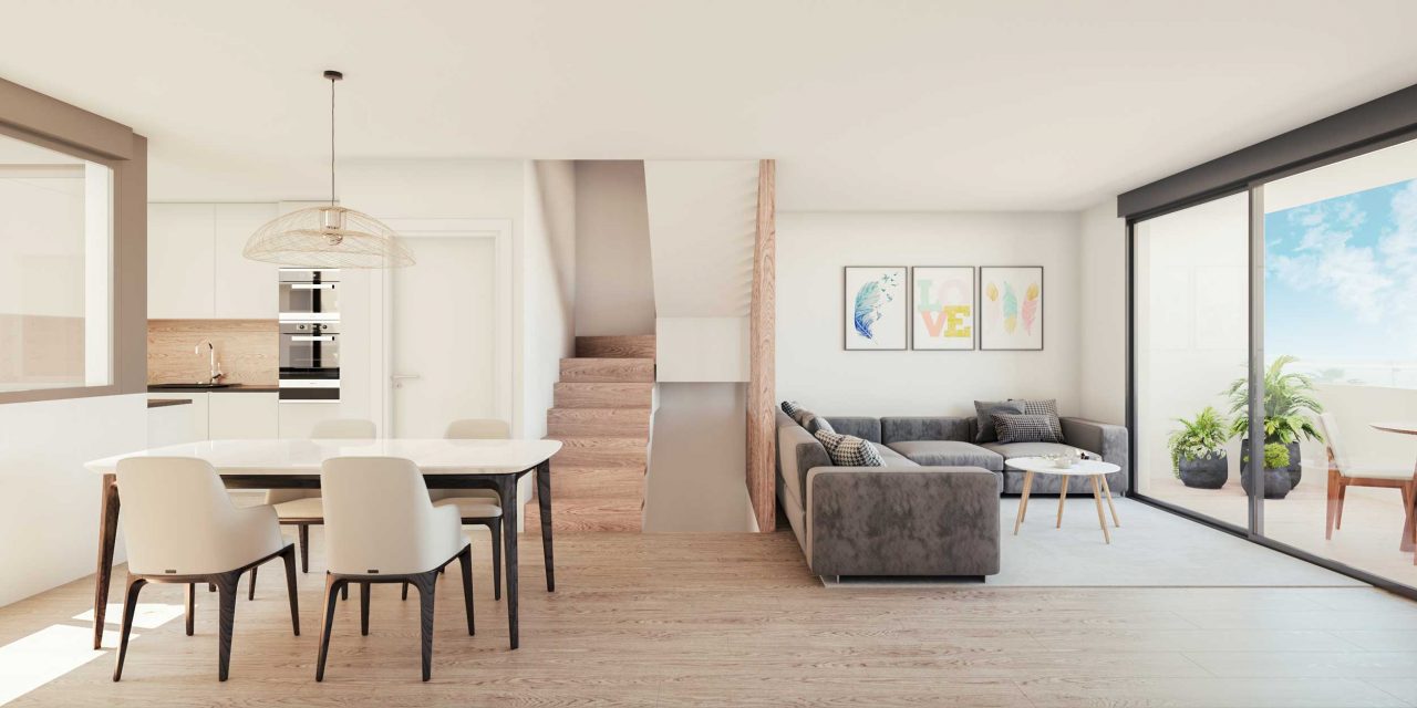 Mirando-al-Mar-Residencial-37-viviendas-en-la-playa-de-Puzol-Valencia---Estar-comedor-cocina